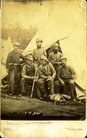 Seated left to right, Will Bishop, George Bliss, Edward Nally; Standing left to right, Will Kingsley, Alvin Rust, Fred Clark. 